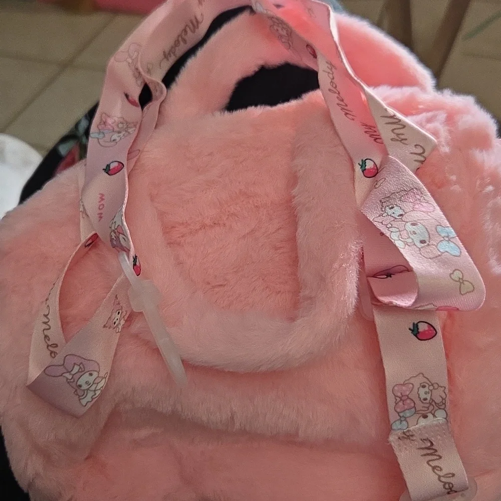 Miss Melody Cute Pink Plush Character Handle Or Crossbody Bag NWOT 9×7